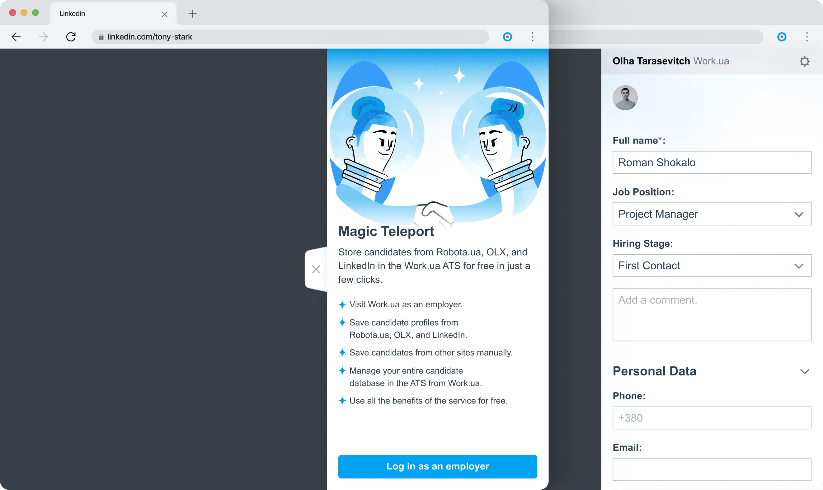 Work.ua ATS Chrome plugin design — case study preview