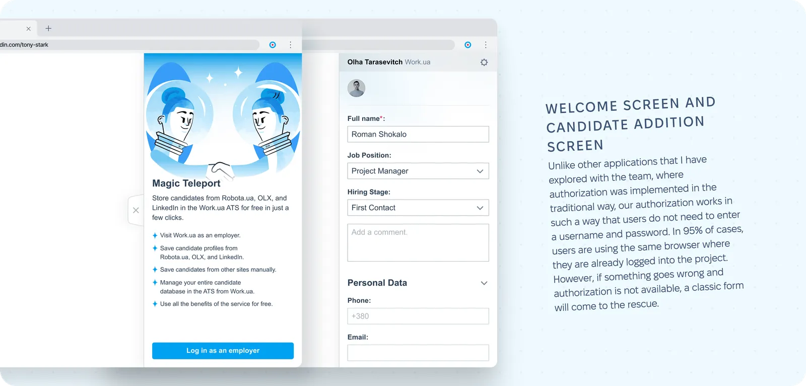 Applicant Tracking System Chrome Plugin for Work.ua