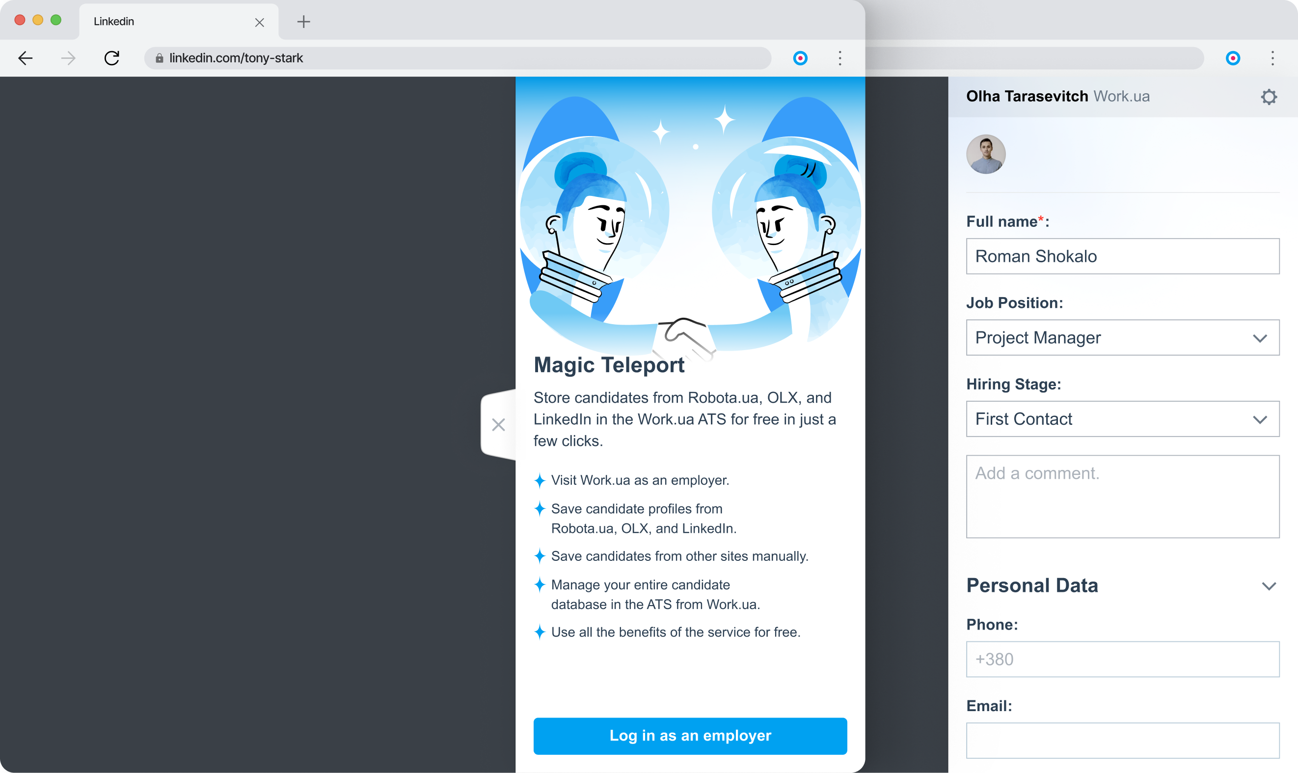Work.ua ATS Chrome plugin design — case study preview