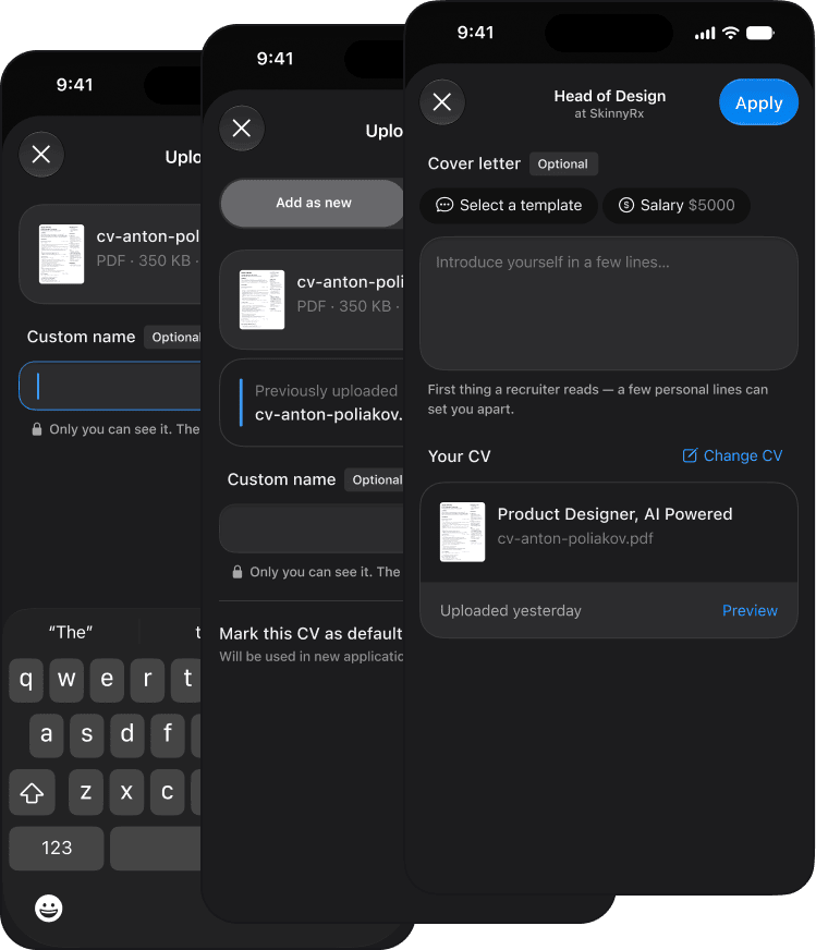 Djinni iOS app CV upload and application flow — case study preview