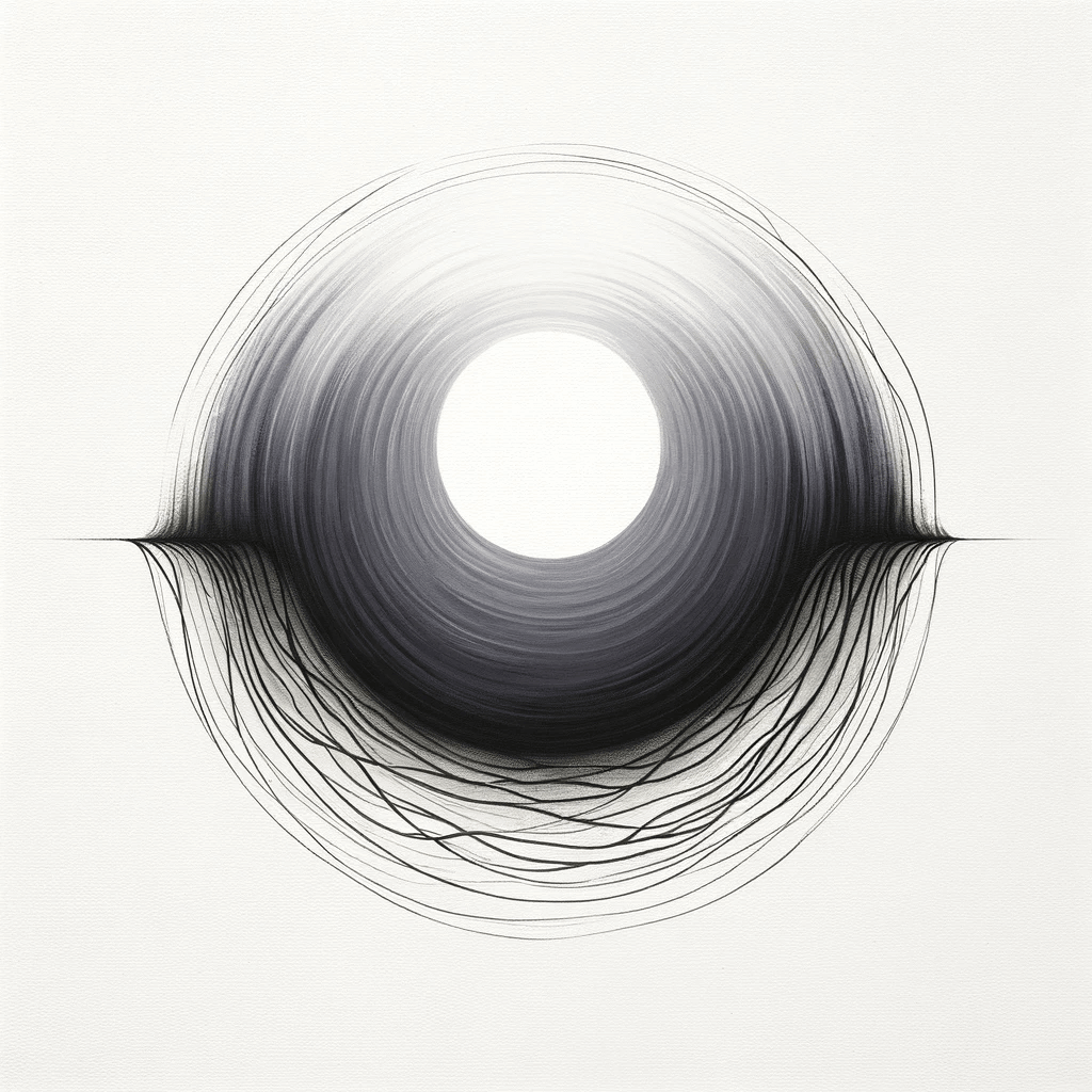 DALL·E-2024-01-15-15.38.46-An-abstract-art-piece-representing-a-mood-progression-through-a-day.-The-base-is-a-white-background-with-a-central-circle.-The-circle-starts-as-a-medi