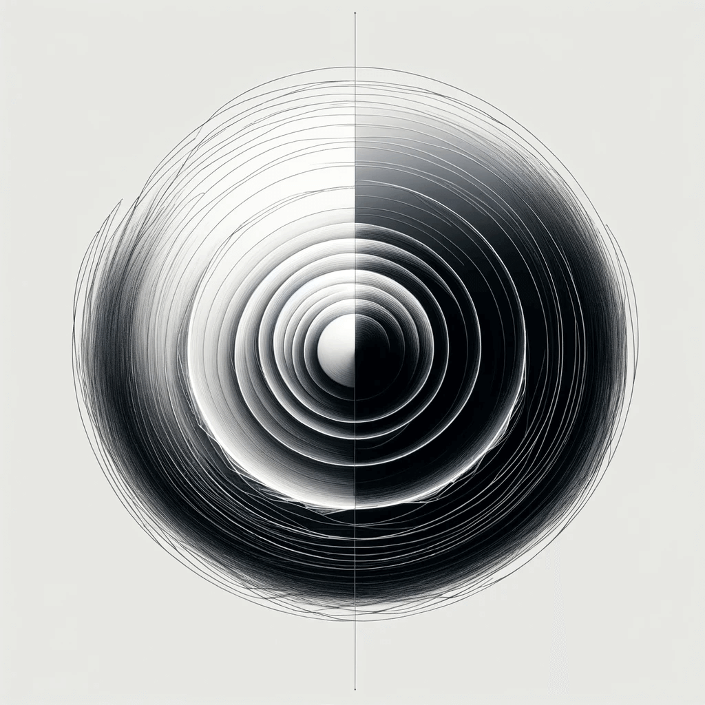 DALL·E-2024-01-15-15.56.29-An-abstract-art-piece-representing-a-reflective-and-introspective-mood.-The-base-is-a-white-background-with-a-central-circle.-The-circle-starts-as-a-d