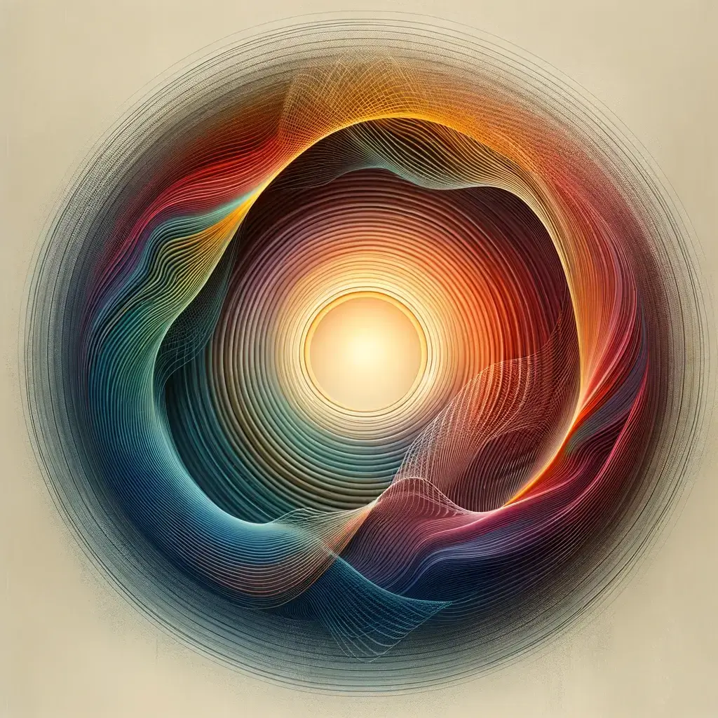 DALL·E-2024-02-19-11.45.51-An-abstract-image-representing-a-complex-emotional-state.-The-center-features-a-gradient-circle-transitioning-from-warm-to-cool-tones-symbolizing-a-m